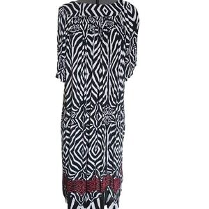 Go Softly Patio Zebra Print Button-Down Moomoo Dress With Pockets Black/White/Re